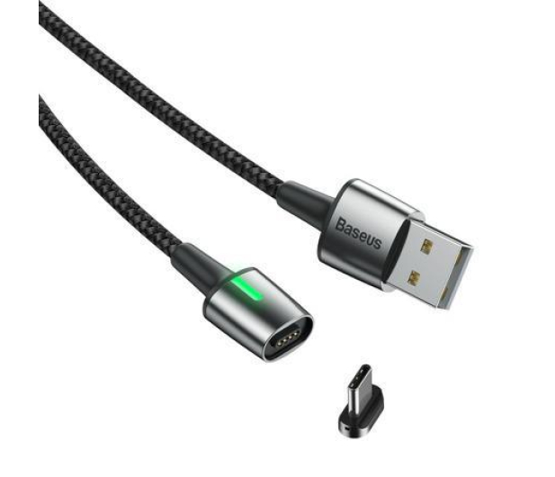 Baseus Magnetyczny USB - USB-C Baseus Zinc 3A 1m czarny CATXC-A01 - 1379530 - zdjęcie